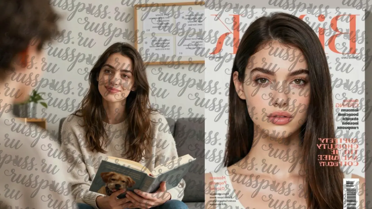 Контраст между идеальной внешностью на обложке журнала и настоящей, непритязательной женщиной, запоминающей детали жизни клиентов.