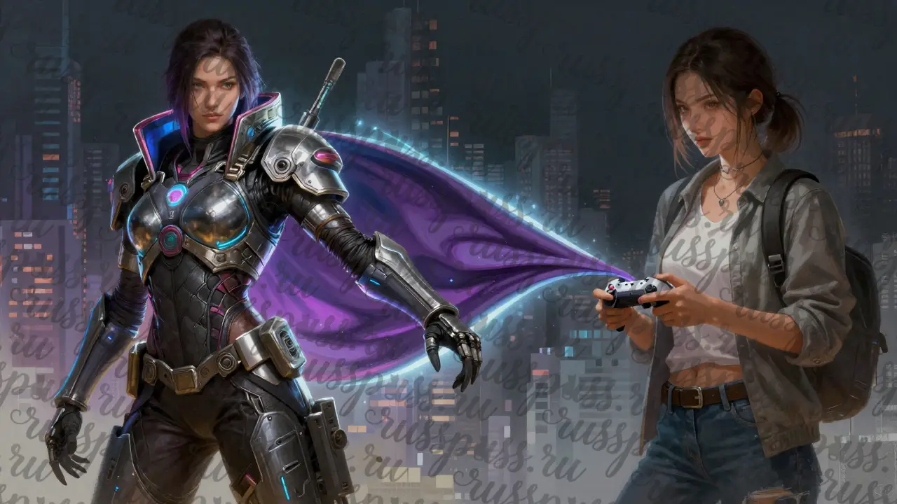 Преображение девушки из геймера в персонажа Cyberpunk 2077 — две стороны одной личности.