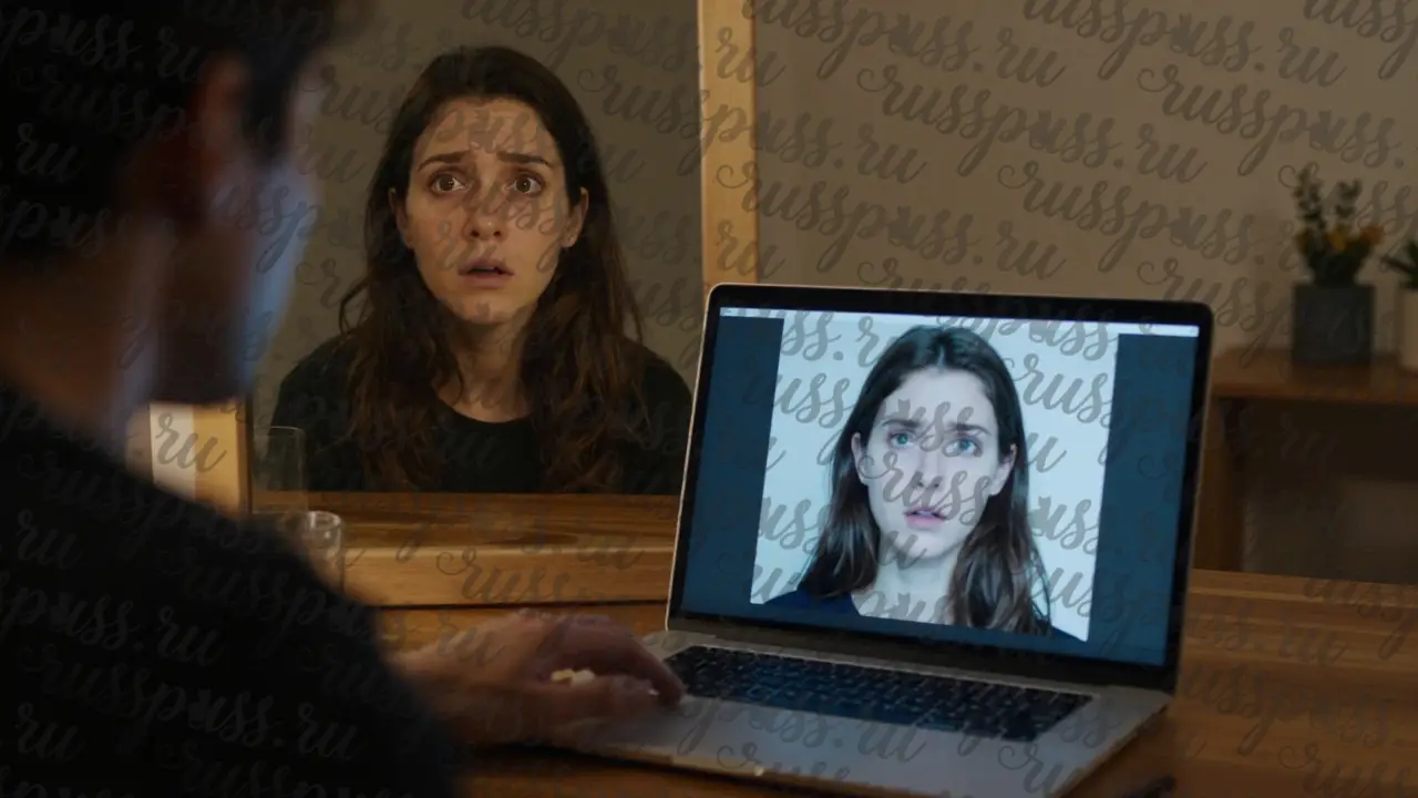 Клиент смотрит на экран с идеализированным фото, а в зеркале — свое реальное отражение.