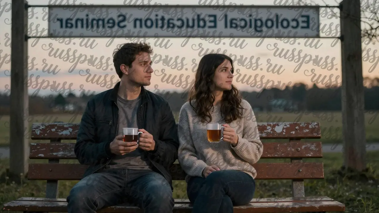 Мужчина и женщина сидят на скамейке на закате, их связывает тихая, искренняя близость.