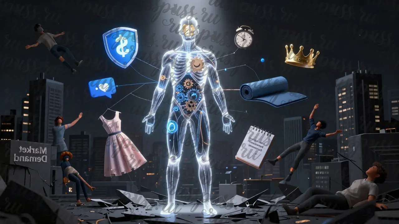 Человеческое тело как актив: зубы — доллары, мышцы — шестерёнки, нервы — уведомления соцсетей.